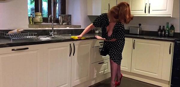  Red XXX fucks the rolling pin in the kitchen